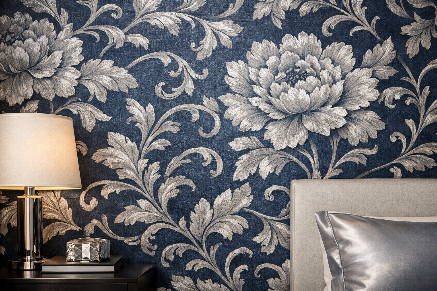 Professional wallpaper installation - luxury bedroom