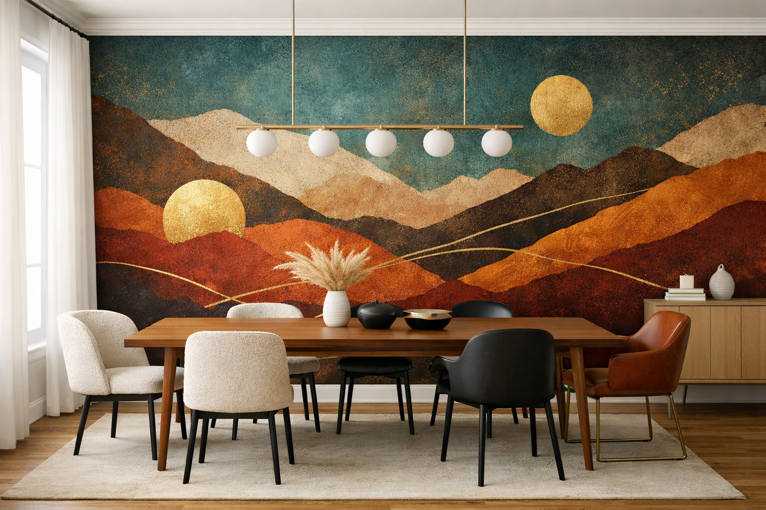 Modern accent wall installation - dining room